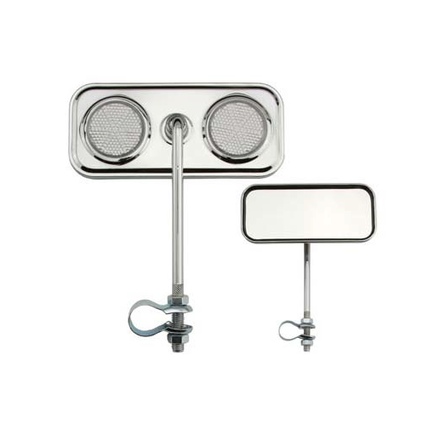 Rectangle Mirror with Clear Reflectors Chrome