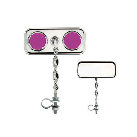 Rectangle Flat Twisted Mirror with Purple Reflectors Chrome