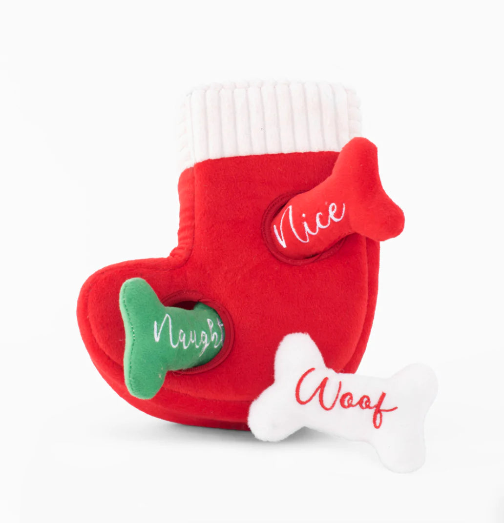 Zippy Paws Holiday Burrow Toy - Naughty Or Nice Stocking