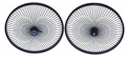 20" 144 Spoke Wheel Set Black with White Wall Tyres Complete