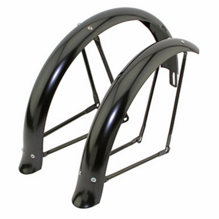 20" Flared Adjustable Ducktail Fender Set Black