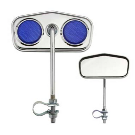 Diamond Mirror With Blue Reflectors Chrome