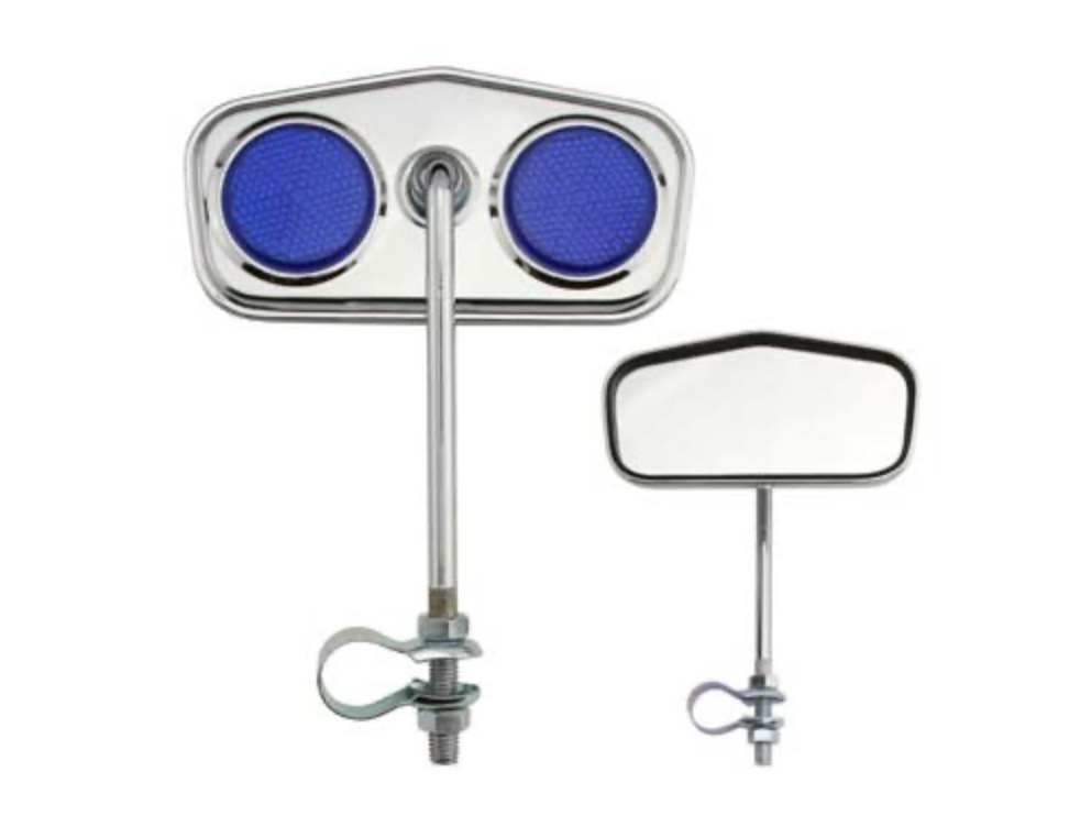 Diamond Mirror With Blue Reflectors Chrome