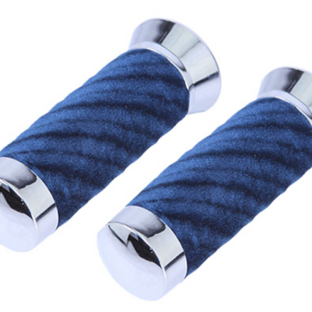 Swirl Velour Handlebar Grips Blue