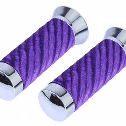 Swirl Velour Handlebar Grips Purple