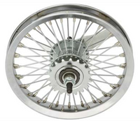 12" 52 Spoke Wheel Set Chrome with White Wall Tyres Complete