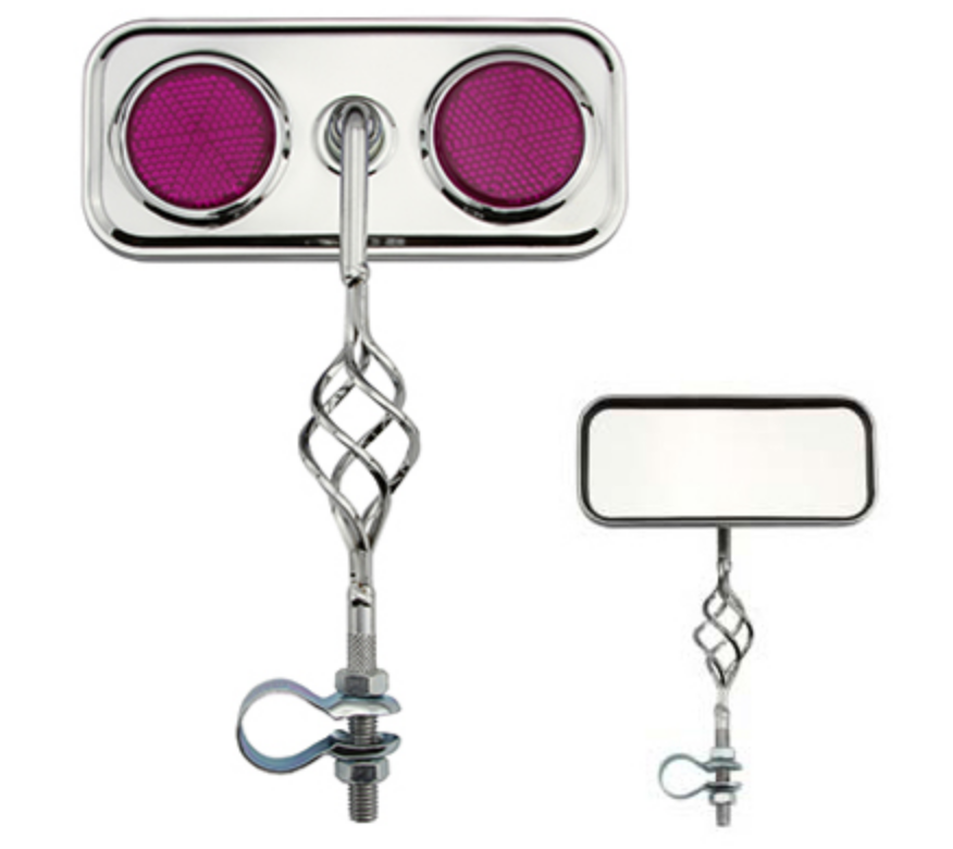 Rectangle Cage Mirror Chrome With Purple Reflectors