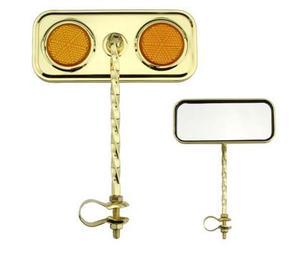 Rectangle Square Twisted Mirror Gold with Amber Reflectors