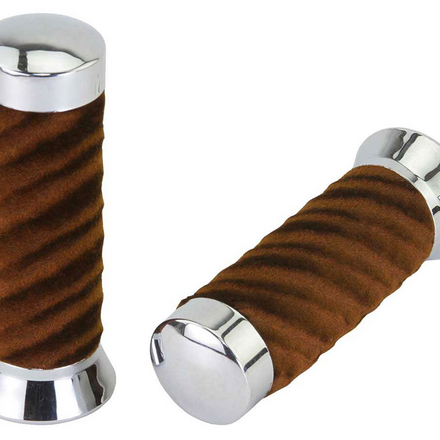 Swirl Velour Handlebar Grips Brown