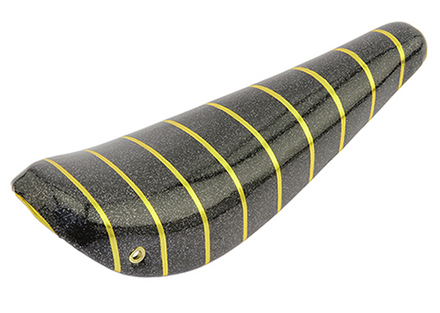16" Banana Saddle Vinyl Seat Sparkle Black with Gold Stripes