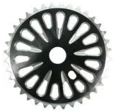 36T 18slot ChainRing CNC Alloy 1/2" x 1/8" x 36T, Black with Silver teeth