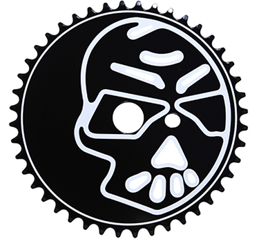 44T Steel Chainring White Large Skull 1/2 x 1/8 Black