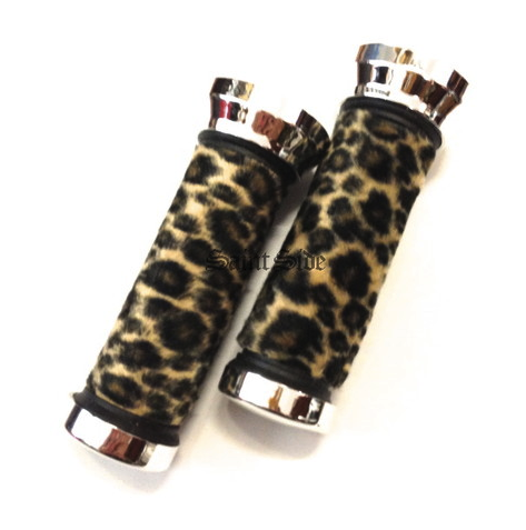 Swirl Velour Handlebar Grips Leopard