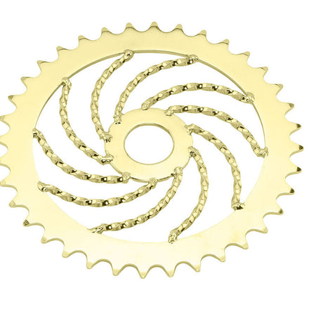 36T Lowrider Twisted Steel Chain Ring Gold
