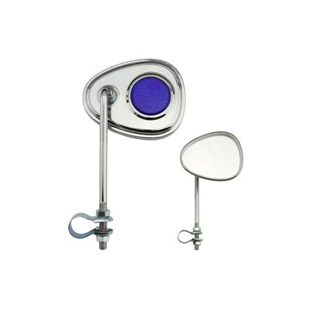 V Mirror with Blue Reflectors Chrome