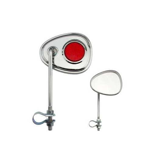 V Mirror with Red Reflector Chrome