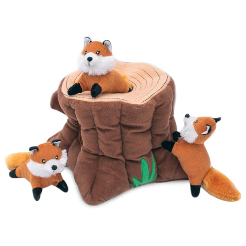 Zippy Paws Deluxe Burrow Toy - Fox Stump and Foxes