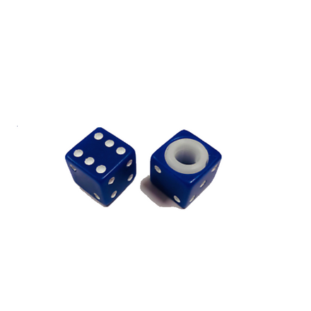 Dice Plastic Thread Valve Caps Blue