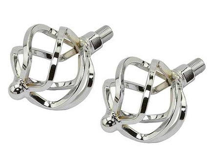 Twisted Pedals with Cage Ball 1/2" Chrome