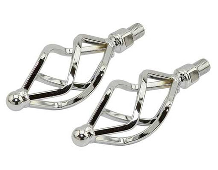 Twisted Pedals with Cage Oval 1/2" Chrome