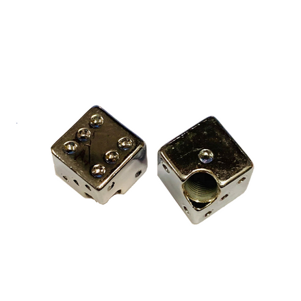 Dice Corner Thread Valve Caps Chrome
