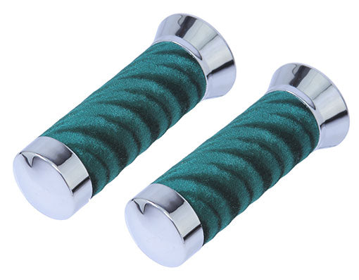 Swirl Velour Handlebar Grips Green