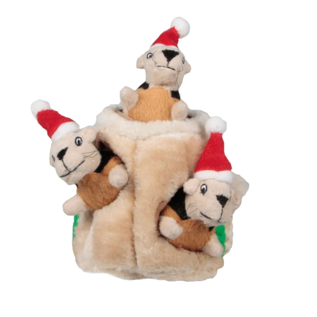 Outward Hound Holiday Burrow - Hide-a-Squirrel Large Toy