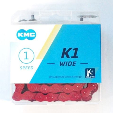 KMC Bicycle Chain Single Speed 1/2" x 1/8" Red K1 Wide