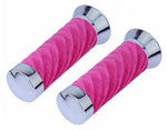 Swirl Velour Handlebar Grips Pink
