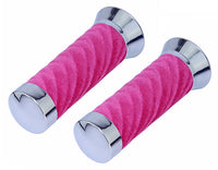 Swirl Velour Handlebar Grips Pink