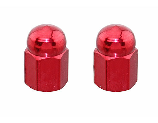 Hex Dome Nut Valve Caps Red