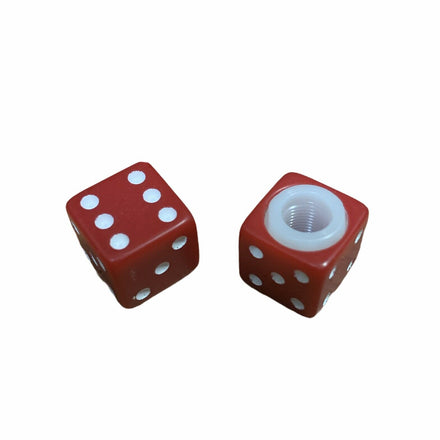 Dice Plastic Thread Valve Caps Red