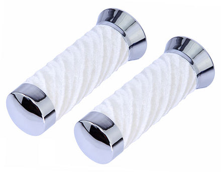 Swirl Velour Handlebar Grips White