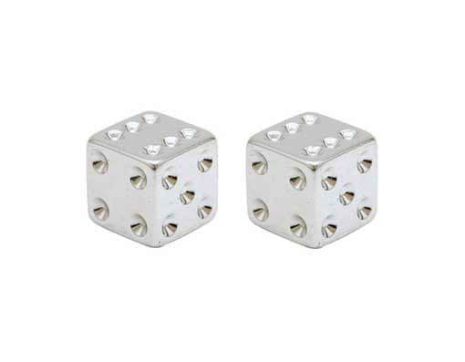 Dice Metal Thread Valve Caps Clear Glitter